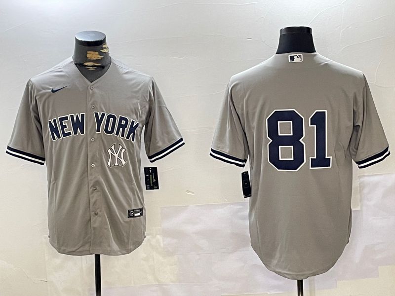 Men New York Yankees #81 No Name Grey Game 2024 Nike MLB Jersey style 10271